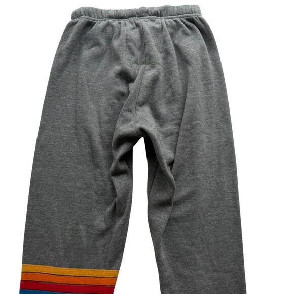 Aviator Nation Rainbow Leg Stripe Sweatpant Grey Size XS Jogger High Rise Cotton - Picture 6 of 6